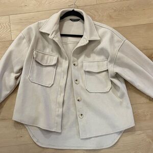 SHEIN Cream Utility Overshirt with Chest Pockets